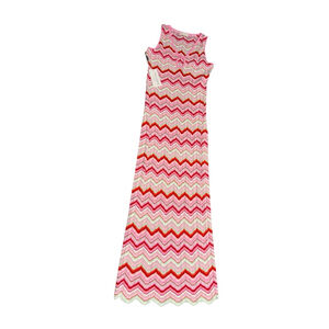 NWT Torn By RONNY KOBO x REVOLVE Chevron Knit Pink Multi Colored Maxi Sun dress